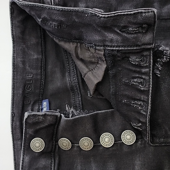 American Eagle AEO NE(X)T Level Stretch Black Super Hi-Rise  Shortie Shorts Sz 0 - Picture 4 of 16